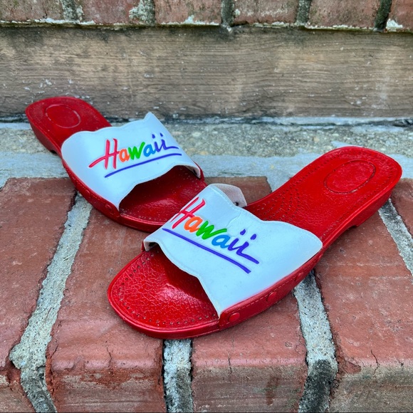 Vintage 80's "Hawaii" Jelly Style Slide On Sandals | Size: 10 - Picture 1 of 10